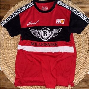 Bleeker & Mercer Millionaire Racing Tee/winged logo Motorsport design unworn!red